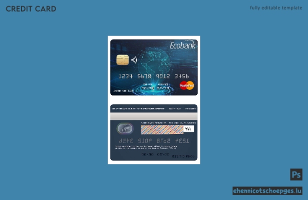 Vorschau einer Beispiel-Mastercard der Chad Ecobank Bank